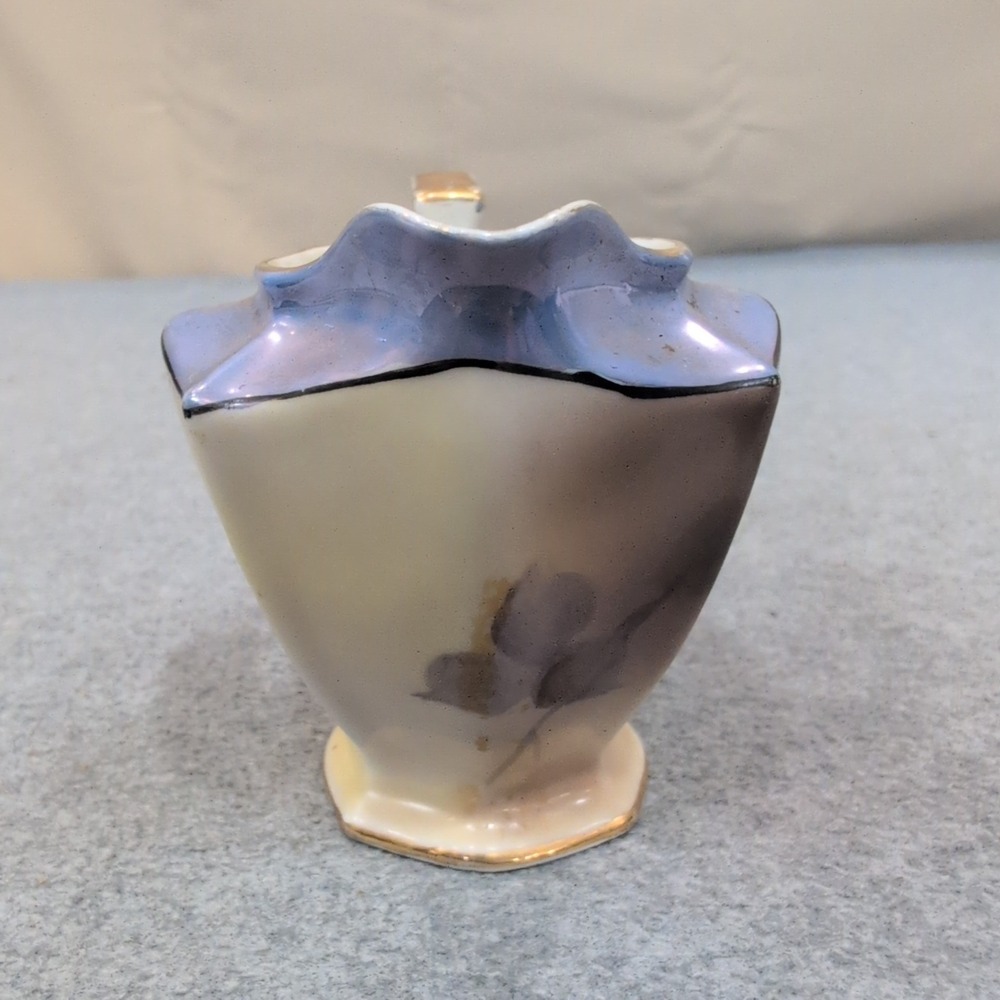 Noritake Hand Painted Lusterware Rose Creamer Vintage Japan Porcelain Gold Trim - Picture 2 of 5